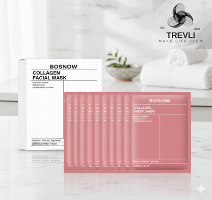 10pc Collagen + Niacinamide Glow Mask Set – Deep Hydration & Wrinkle Care